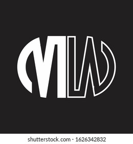 MW Letter logo monogram with oval shape negative space design template