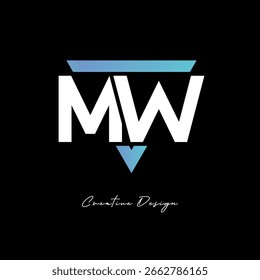 MW Letter Logo in Triangle -Modern Gradient Monogram for Branding and Identity Design