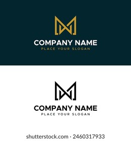 MW Letter Monogram Gold Minimalist Vector Logo
