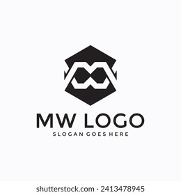 MW letter monogram logo vector image