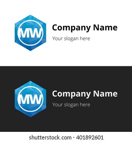 MW Letters , Abstract Polygonal Background Logo, design for Corporate Business Identity, Alphabet letter
