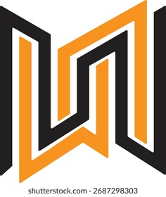 MW logo design. WM logo design. Creative MW logo design. Minimalist or Simple logo design orange color icon vectors.