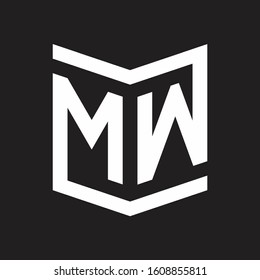 MW Logo Emblem Monogram With Shield Style Design Template Isolated On Black Background
