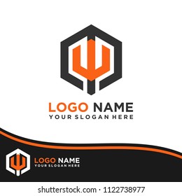MW logo letter initial, Abstract polygonal Background Logo,