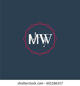 mw logo letter initial, Abstract Polygonal Background Logo, design for Corporate Business Identity,flat icon, Alphabet letter