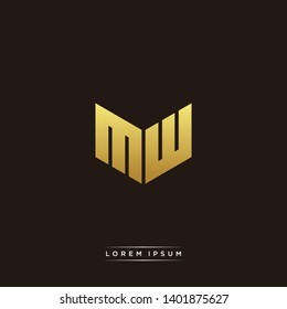MW Logo Letter Initial Logo Designs Templete with Gold and Black Background