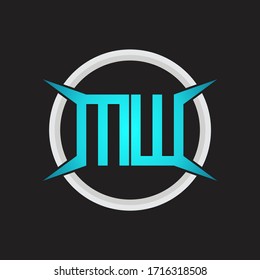 MW Logo monogram with circle and four taper shape design template
