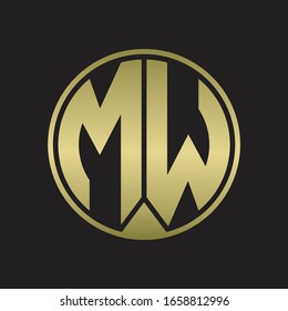 MW Logo monogram circle with piece ribbon style on gold colors