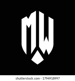 monograma de logotipo mw con plantilla de diseño de estilo de escudo emblemático