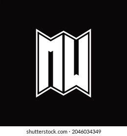 Monograma de logotipo MW con plantilla de diseño de estilo emblema sobre fondo negro