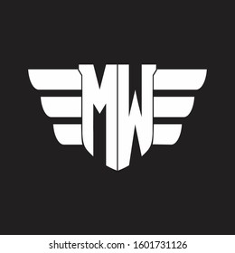 MW Logo monogram with emblem and wings element design template