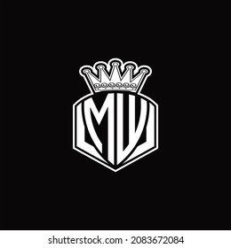 MW Logo monogram with luxury emblem shape and crown design template on black background