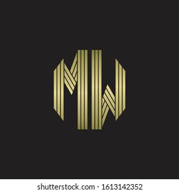 MW Logo monogram outline style linked isolated with gold colors