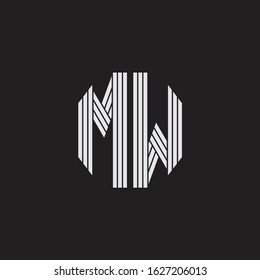 MW Logo monogram with outline style linked isolated on black background