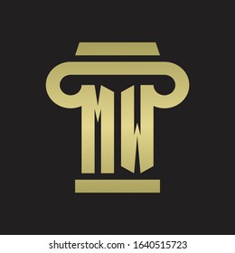 MW Logo monogram with pillar style design template with gold colors