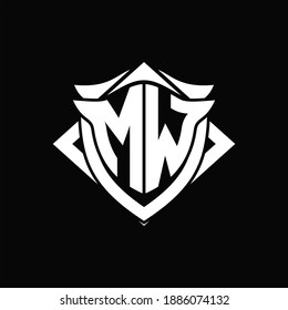 MW Logo monogram with shield and horn shape design template ON black background