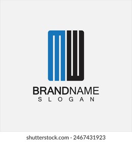 Logotipo MW o logotipo WM. Plantilla de logotipo de monograma MW o WM con letra creativa.