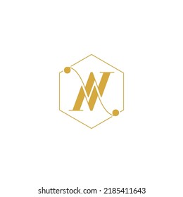 MW logo - WM logo design with hexagon