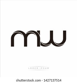 mw m w Initial Letter Split Lowercase Modern Monogram linked outline rounded logo