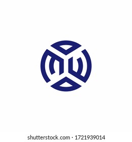 Logo monogramo MW con formas abstractas en plantilla de diseño de estilo moderno