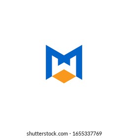 Logotipo monogramo MW en azul y naranja.