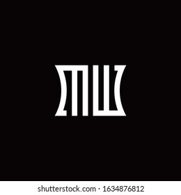 MW monogram logo with curved side style design template