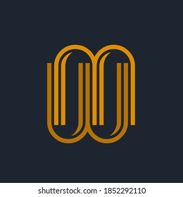 Logo de monograma MW.Icono de tipografía geométrica abstracta.Letra entrelazada m y letra w.Signo de letras aisladas en fondo oscuro.iniciales alfabetas.Formas de caracteres corporativos modernas.