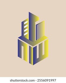 mw  real state hexagon  vector letter logo