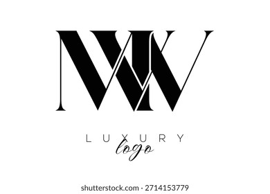 Logotipo de la tipografía del monograma de la letra de MW Serif para la identidad elegante de la marca de Premium