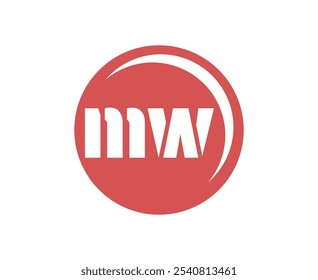 MW sport emblem or team logotype. Ball logo with a combination of Initial letter M and W for balls shop, sports company, training, club badge. Vector illustration.