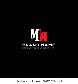 MW White Letter monogram Logo Design with Black Background. M W 