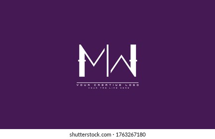 Plantilla de monograma del logotipo del vector abstracto de WM de MW