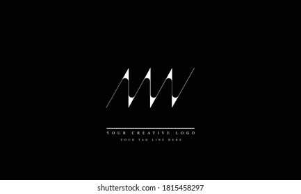 Plantilla de monograma del logotipo del vector abstracto de WM de MW