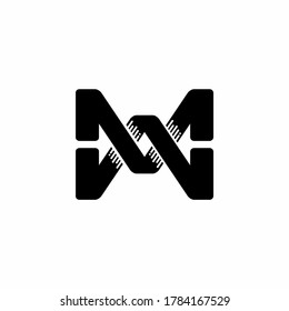 MW or WM initial logo with black colors