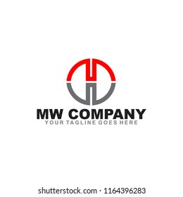 MW or WM logo design vector template