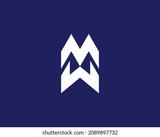 Plantilla vectorial de diseño del logotipo WM de MW