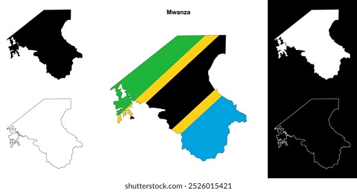 Mwanza region outline map set