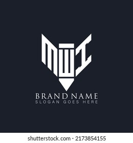 MWI Unique modern flat abstract geometric initials vector letter logo design.