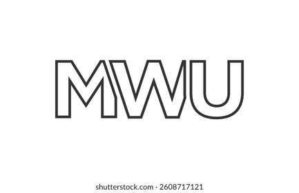 MWU logo design template with strong and modern bold text. Initial based vector logotype featuring simple and minimal typography. Trendy company identity ideal for businesses brand presence.