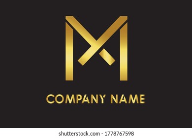 mx gradient color logo  design template. mx golden color
