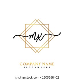 MX Initial Handwriting logo template vector