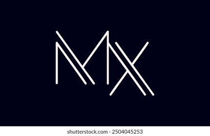 MX initial letter logo design. MX logo design vector in black background.