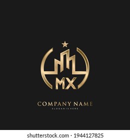 MX Letra inicial inmobiliario casa de lujo arte vectorial para empresas, edificios, arquitectura
