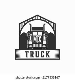 Diseño de logotipo de camión de carta inicial MX Vector de material simple