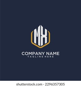 MX initial monogram building logo for real estate with creative polygon style design