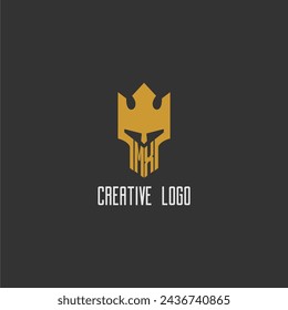 MX initial monogram logo for gaming with creative king spartan image design