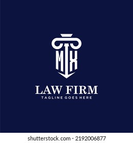 MX initial monogram logo lawfirm with pillar design