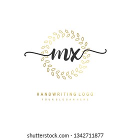 MX initial signature logo. handwriting logo template vector,