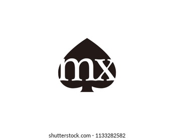 The mx initials logo inside the black shovel