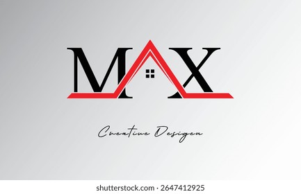 MX Letter House Logo – Creative Real Estate Monogram with Roof Icon and Home Shape for Property, Architecture and Modern Branding
